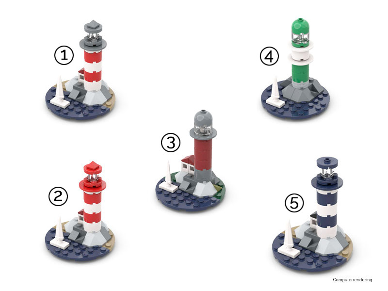 Leuchttürme aus Klemmbausteinen